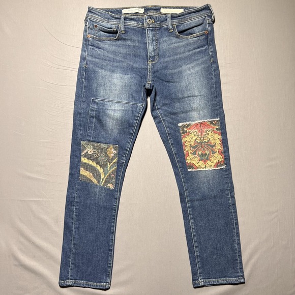 Pilcro Denim - Pilcro Anthropologie The Letterpress Jeans Womens 28 Slim‎ Boyfriend Patchwork